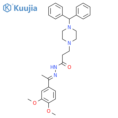 N'-(1E)-1-(3,4-dimethoxyphenyl)ethylidene-3-4-(diphenylmethyl)piperazin-1-ylpropanehydrazide structure