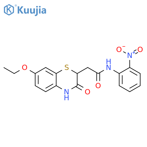 2-(7-ethoxy-3-oxo-3,4-dihydro-2H-1,4-benzothiazin-2-yl)-N-(2-nitrophenyl)acetamide structure