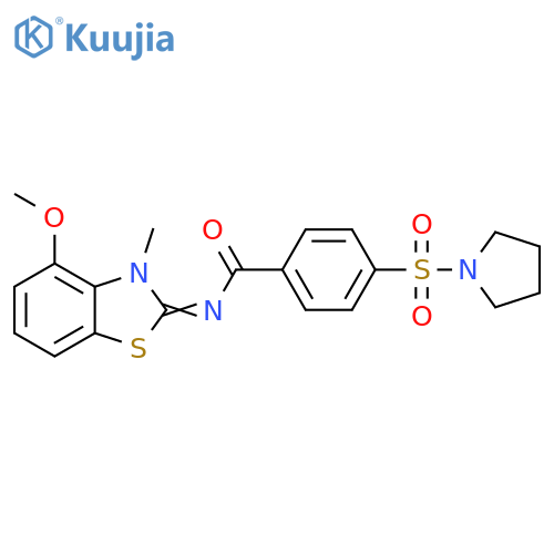 N-(2E)-4-methoxy-3-methyl-2,3-dihydro-1,3-benzothiazol-2-ylidene-4-(pyrrolidine-1-sulfonyl)benzamide structure