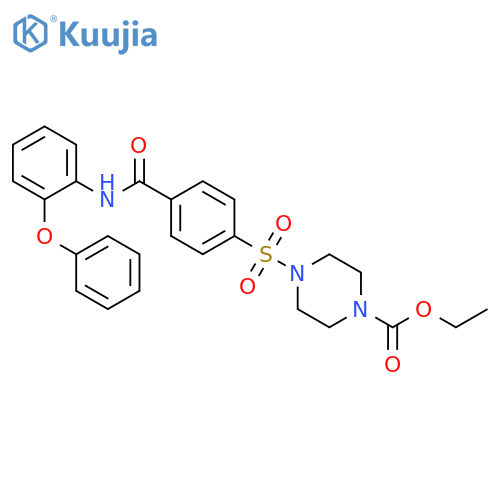 ethyl 4-{4-(2-phenoxyphenyl)carbamoylbenzenesulfonyl}piperazine-1-carboxylate structure