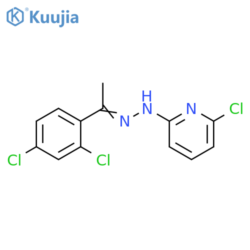2-chloro-6-[(E)-2-[1-(2,4-dichlorophenyl)ethylidene]hydrazin-1-yl]pyridine structure