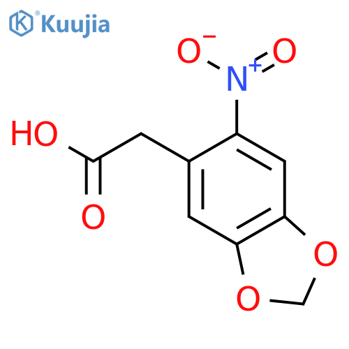 1,3-Benzodioxole-5-aceticacid, 6-nitro- structure
