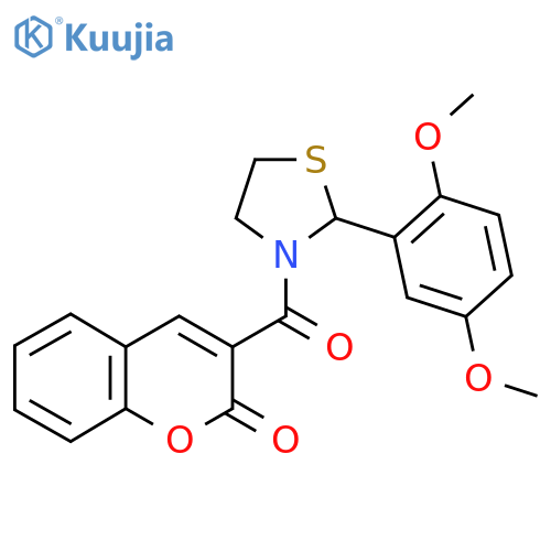 3-2-(2,5-dimethoxyphenyl)-1,3-thiazolidine-3-carbonyl-2H-chromen-2-one structure