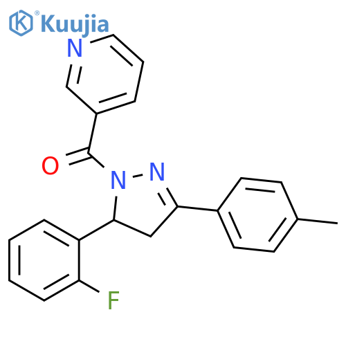 3-5-(2-fluorophenyl)-3-(4-methylphenyl)-4,5-dihydro-1H-pyrazole-1-carbonylpyridine structure