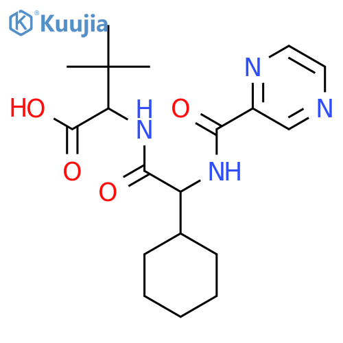 (S)-2-((S)-2-Cyclohexyl-2-(pyrazine-2-carboxamido)acetamido)-3,3-dimethylbutanoic acid structure