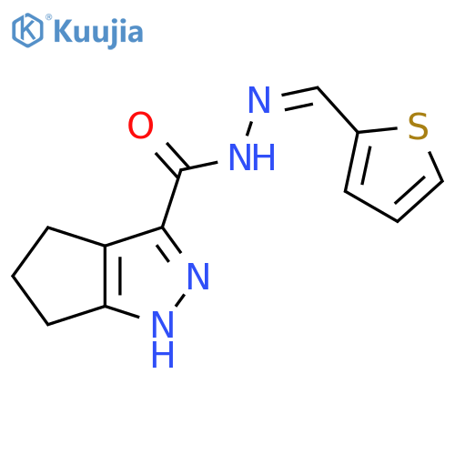 N'-(1Z)-(thiophen-2-yl)methylidene-1H,4H,5H,6H-cyclopentacpyrazole-3-carbohydrazide structure