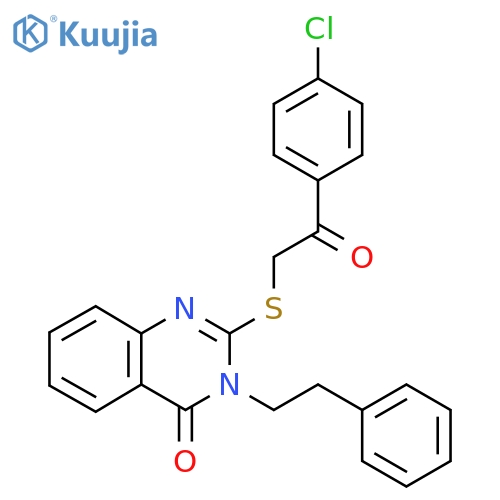 2-{2-(4-chlorophenyl)-2-oxoethylsulfanyl}-3-(2-phenylethyl)-3,4-dihydroquinazolin-4-one structure