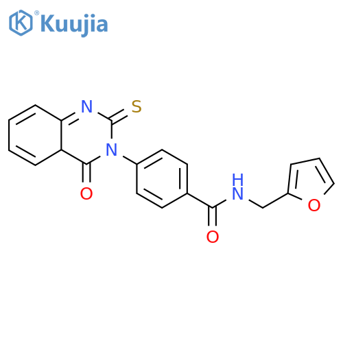 N-(furan-2-yl)methyl-4-(4-oxo-2-sulfanylidene-1,2,3,4-tetrahydroquinazolin-3-yl)benzamide structure