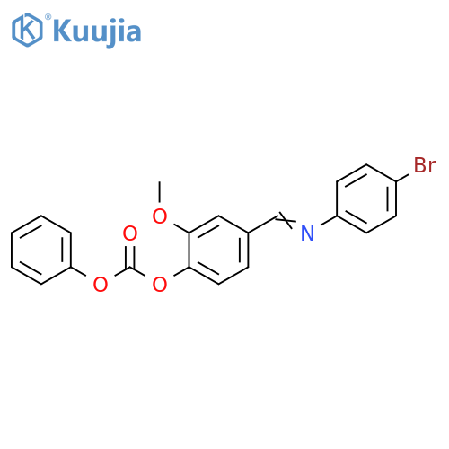 4-(1E)-(4-bromophenyl)iminomethyl-2-methoxyphenyl phenyl carbonate structure