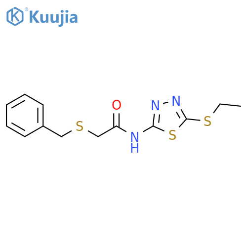 2-(benzylsulfanyl)-N-5-(ethylsulfanyl)-1,3,4-thiadiazol-2-ylacetamide structure