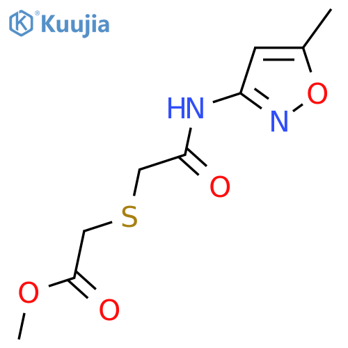 methyl 2-({(5-methyl-1,2-oxazol-3-yl)carbamoylmethyl}sulfanyl)acetate structure