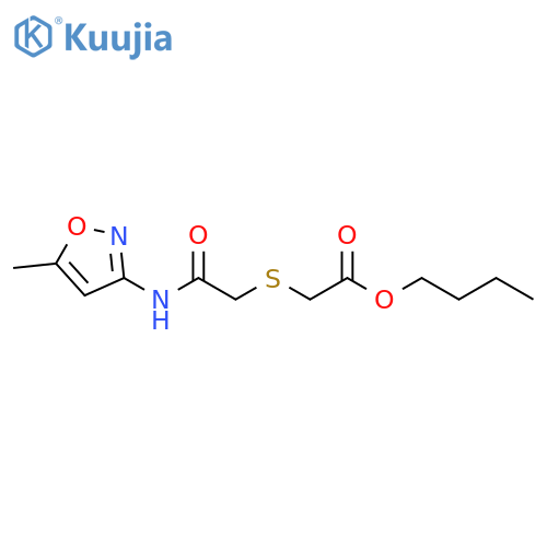 butyl 2-({(5-methyl-1,2-oxazol-3-yl)carbamoylmethyl}sulfanyl)acetate structure