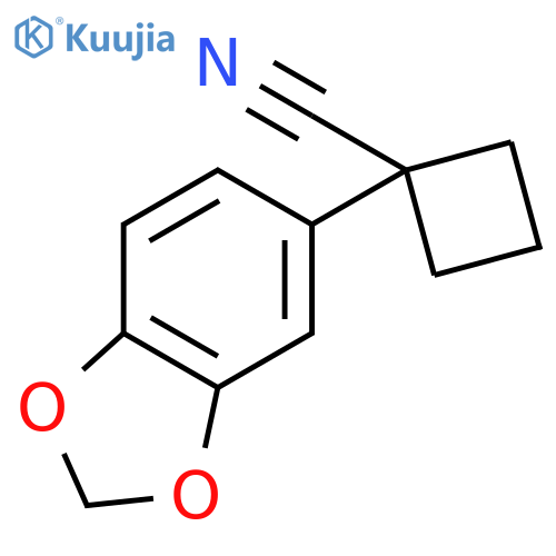 1-(1,3-dioxaindan-5-yl)cyclobutane-1-carbonitrile structure