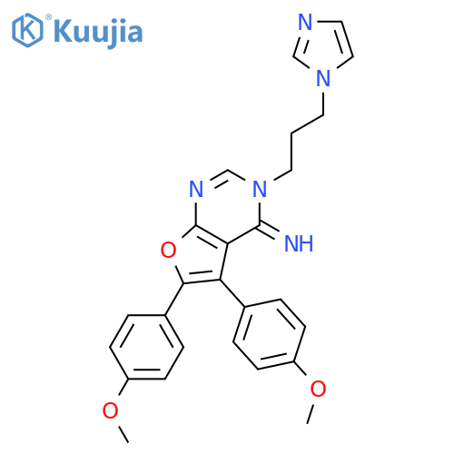 3-3-(1H-imidazol-1-yl)propyl-5,6-bis(4-methoxyphenyl)-3H,4H-furo2,3-dpyrimidin-4-imine structure