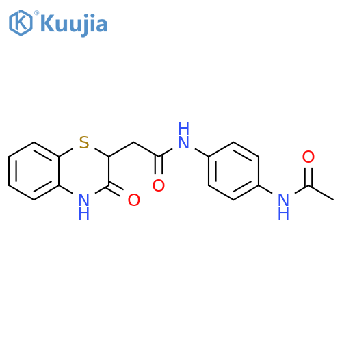 N-(4-acetamidophenyl)-2-(3-oxo-3,4-dihydro-2H-1,4-benzothiazin-2-yl)acetamide structure