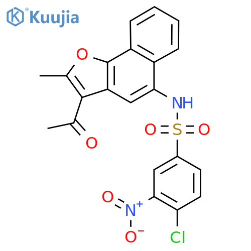 N-{3-acetyl-2-methylnaphtho1,2-bfuran-5-yl}-4-chloro-3-nitrobenzene-1-sulfonamide structure