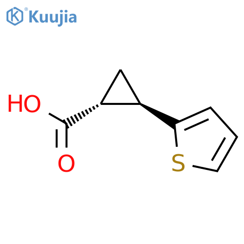 rac-(1R,2R)-2-(thiophen-2-yl)cyclopropane-1-carboxylic acid structure