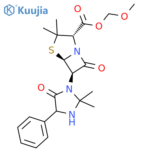 4-Thia-1-azabicyclo[3.2.0]heptane-2-carboxylicacid, 6-(2,2-dimethyl-5-oxo-4-phenyl-1-imidazolidinyl)-3,3-dimethyl-7-oxo-,methoxymethyl ester, (2S,5R,6R)- structure
