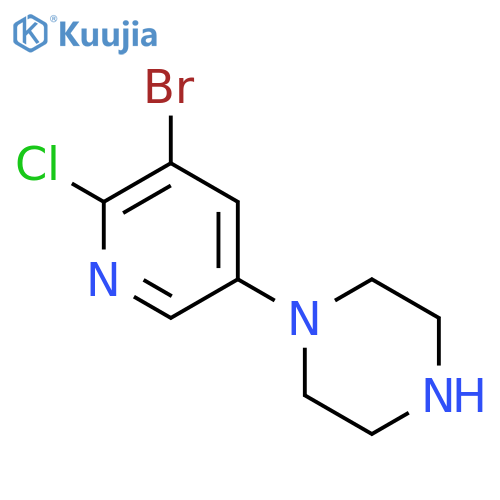 1-(5-Bromo-6-chloropyridin-3-yl)piperazine structure