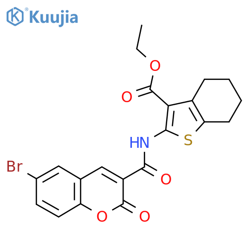 ethyl 2-(6-bromo-2-oxo-2H-chromene-3-amido)-4,5,6,7-tetrahydro-1-benzothiophene-3-carboxylate structure