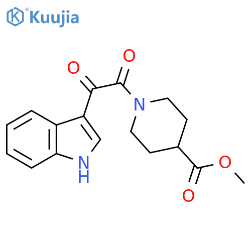 methyl 1-2-(1H-indol-3-yl)-2-oxoacetylpiperidine-4-carboxylate structure