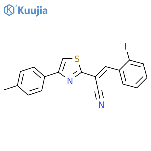 (2E)-3-(2-iodophenyl)-2-4-(4-methylphenyl)-1,3-thiazol-2-ylprop-2-enenitrile structure