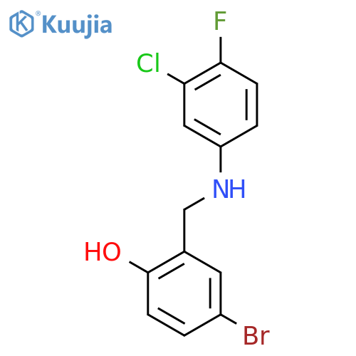 4-Bromo-2-{[(3-chloro-4-fluorophenyl)amino]methyl}phenol structure