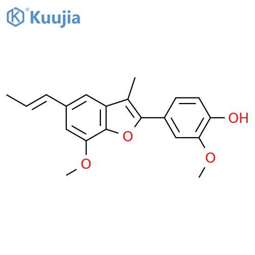 2-Methoxy-4-[7-methoxy-3-methyl-5-[(E)-prop-1-enyl]-1-benzofuran-2-yl]phenol structure