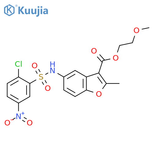2-methoxyethyl 5-(2-chloro-5-nitrobenzenesulfonamido)-2-methyl-1-benzofuran-3-carboxylate structure