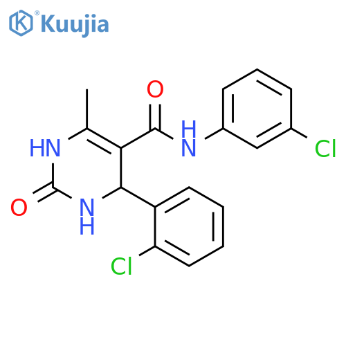 4-(2-chlorophenyl)-N-(3-chlorophenyl)-6-methyl-2-oxo-1,2,3,4-tetrahydropyrimidine-5-carboxamide structure