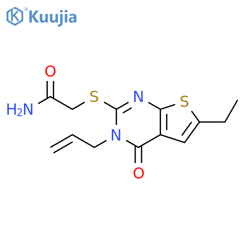2-{6-ethyl-4-oxo-3-(prop-2-en-1-yl)-3H,4H-thieno2,3-dpyrimidin-2-ylsulfanyl}acetamide structure