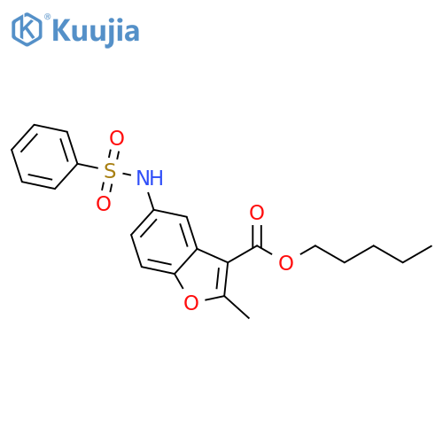 pentyl 5-benzenesulfonamido-2-methyl-1-benzofuran-3-carboxylate structure