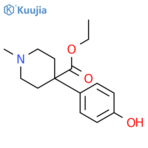 4-Piperidinecarboxylic acid, 4-(4-hydroxyphenyl)-1-methyl-, ethyl ester structure