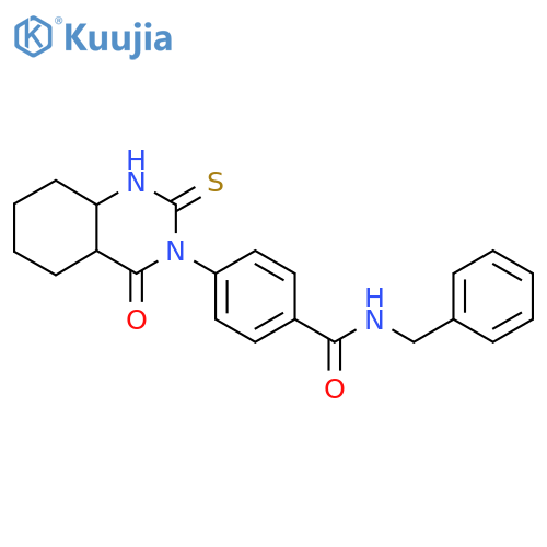 N-benzyl-4-(4-oxo-2-sulfanylidene-1,2,3,4-tetrahydroquinazolin-3-yl)benzamide structure