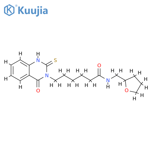 6-(4-oxo-2-sulfanylidene-1,2,3,4-tetrahydroquinazolin-3-yl)-N-(oxolan-2-yl)methylhexanamide structure
