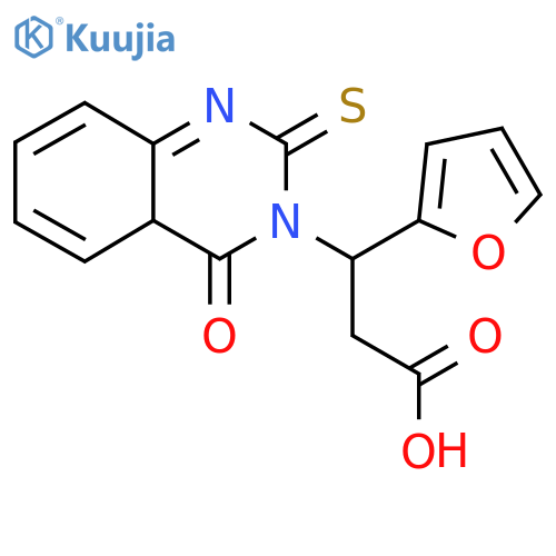3-(furan-2-yl)-3-(4-oxo-2-sulfanylidene-1,2,3,4-tetrahydroquinazolin-3-yl)propanoic acid structure