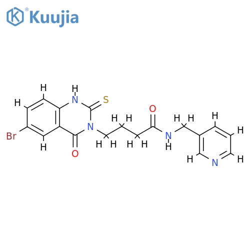 4-(6-bromo-4-oxo-2-sulfanylidene-1,2,3,4-tetrahydroquinazolin-3-yl)-N-(pyridin-3-yl)methylbutanamide structure