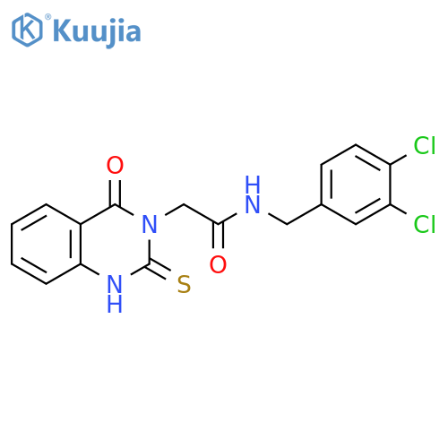 N-(3,4-dichlorophenyl)methyl-2-(4-oxo-2-sulfanylidene-1,2,3,4-tetrahydroquinazolin-3-yl)acetamide structure