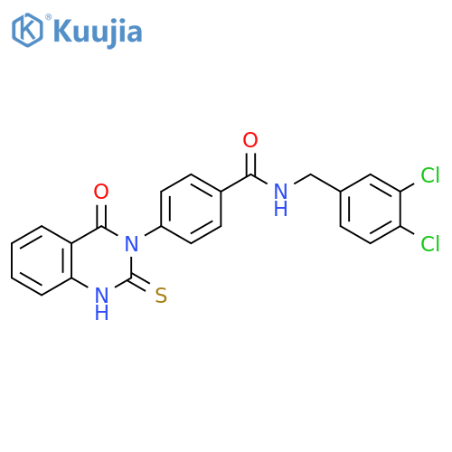 N-(3,4-dichlorophenyl)methyl-4-(4-oxo-2-sulfanylidene-1,2,3,4-tetrahydroquinazolin-3-yl)benzamide structure