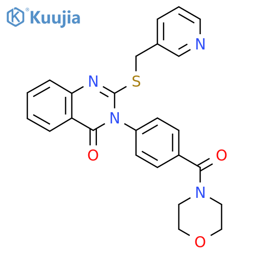 3-[4-(morpholine-4-carbonyl)phenyl]-2-{[(pyridin-3-yl)methyl]sulfanyl}-3,4-dihydroquinazolin-4-one structure