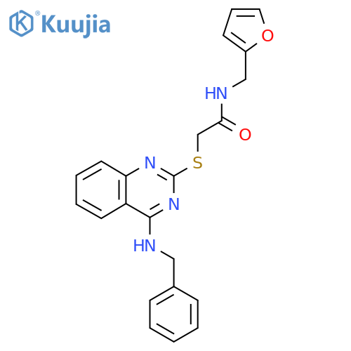 2-{4-(benzylamino)quinazolin-2-ylsulfanyl}-N-(furan-2-yl)methylacetamide structure