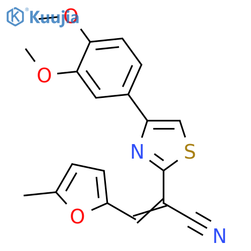 (2Z)-2-4-(3,4-dimethoxyphenyl)-1,3-thiazol-2-yl-3-(5-methylfuran-2-yl)prop-2-enenitrile structure