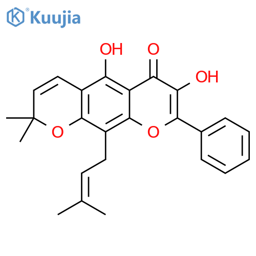 3,5-dihydroxy-8,8-dimethyl-10-(3-methyl-but-2-enyl)-2-phenyl-8H-pyrano[3,2-g]chromen-4-one structure