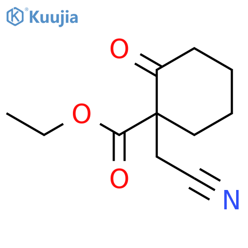 Cyclohexanecarboxylic acid, 1-(cyanomethyl)-2-oxo-, ethyl ester structure