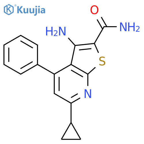 3-Amino-6-cyclopropyl-4-phenylthieno2,3-bpyridine-2-carboxamide structure