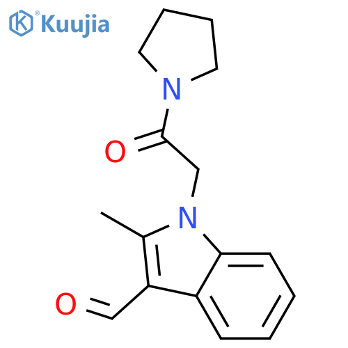 2-Methyl-1-(2-oxo-2-(pyrrolidin-1-yl)ethyl)-1H-indole-3-carbaldehyde structure