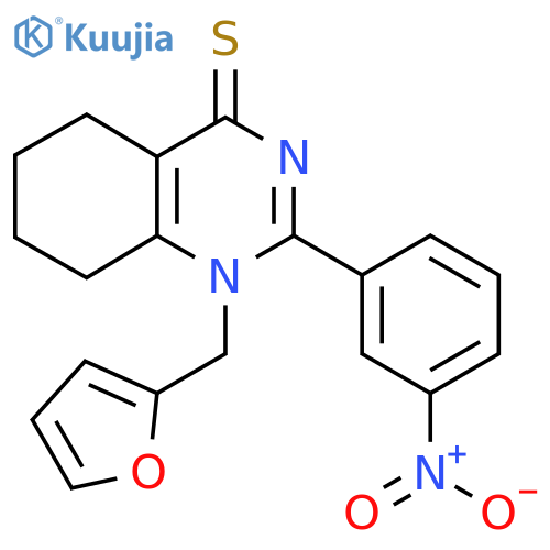 1-[(furan-2-yl)methyl]-2-(3-nitrophenyl)-1,4,5,6,7,8-hexahydroquinazoline-4-thione structure
