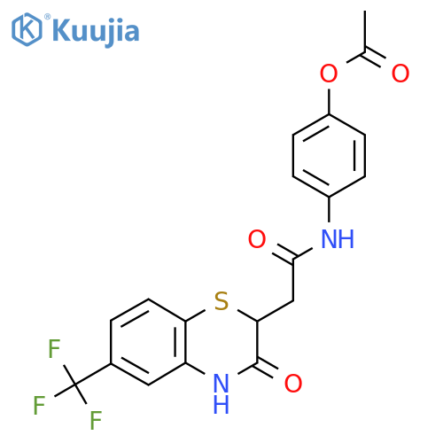4-{2-3-oxo-6-(trifluoromethyl)-3,4-dihydro-2H-1,4-benzothiazin-2-ylacetamido}phenyl acetate structure