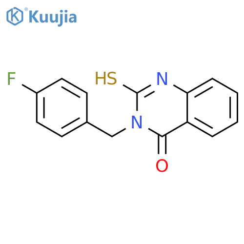 3-(4-fluorophenyl)methyl-2-sulfanylidene-1,2,3,4-tetrahydroquinazolin-4-one structure