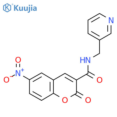 6-nitro-2-oxo-N-(pyridin-3-yl)methyl-2H-chromene-3-carboxamide structure